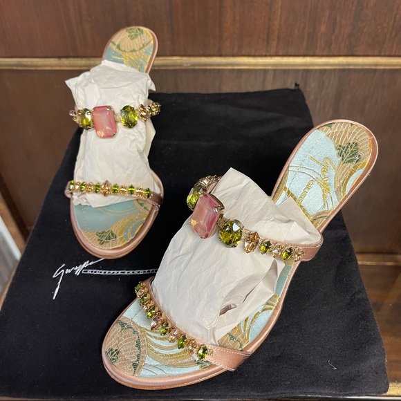 Giuseppe Zanotti jeweled bling gemstone satin heel - Picture 2 of 12
